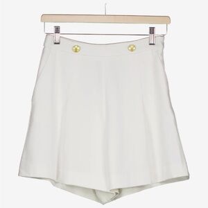 H&M White High Waist Pleated Women's Shorts - Size 8